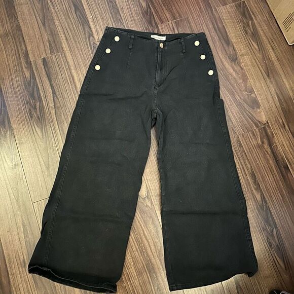 Black Wide-Leg Jeans / Button / Sailor - Picture 12 of 12
